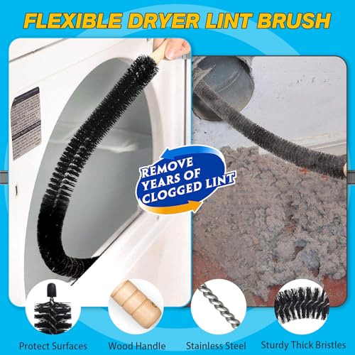 Sealegend 2 PCS Dryer Vent Cleaner Kit, Dryer Lint Vacuum Attachment&Brush - color: Black