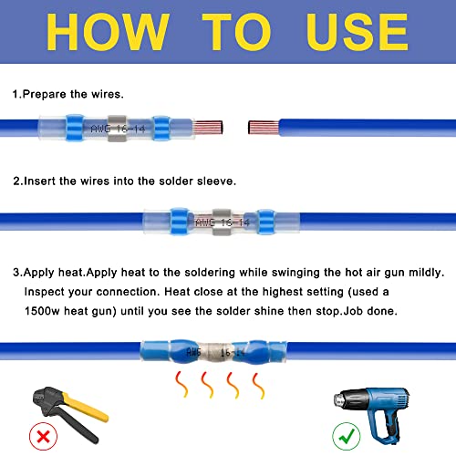 haisstronica 680PCS Heat Shrink Wire Connectors, 16-14 AWG, Blue 11 Sizes - size: 680