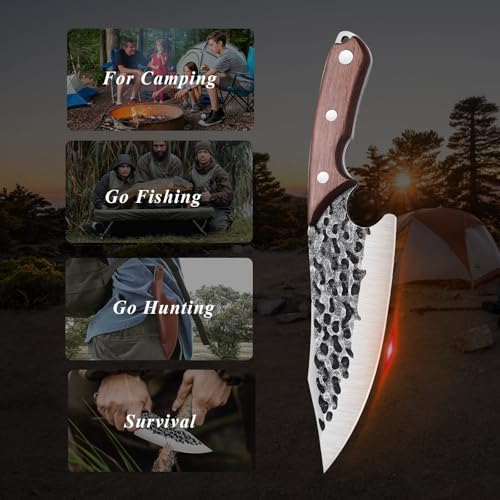 Huusk Japanese Chef Knife with Sheath, Hand Forged Cooking Knives - size: 6.9 inches