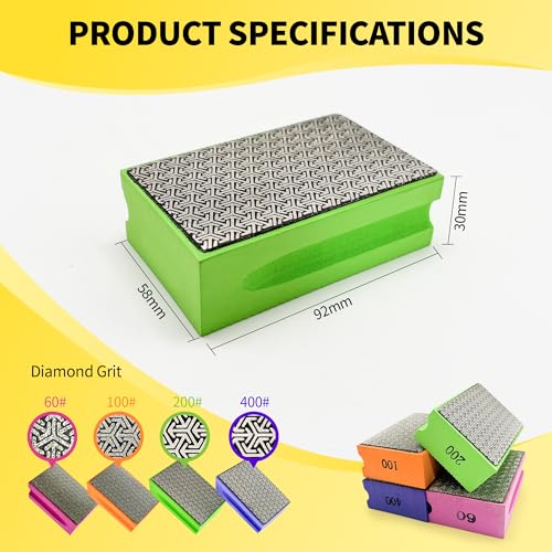 Diamond Hand Polishing Pads,Diamond Sanding Pads 60 Grit 1pcs - color: Rose red