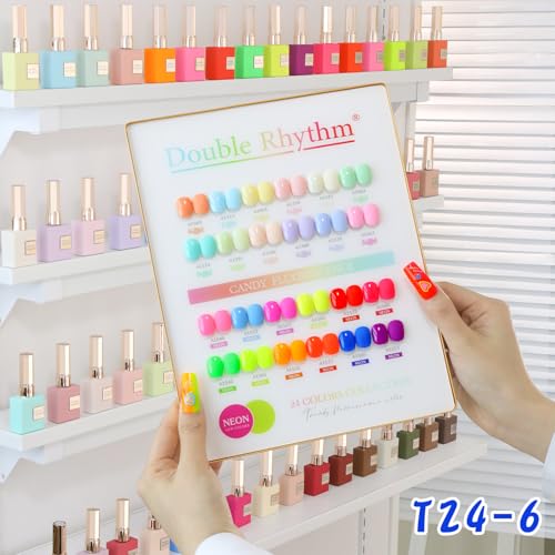 Double Rhythm 28Pcs 0.5Oz Gel Nail Polish Set Same Color Same Bottle Gel Polish Kit Nail Art Manicure Salon DIY at Home for Women (Candy Neon Collection-T24-6) - color: Candy Neon