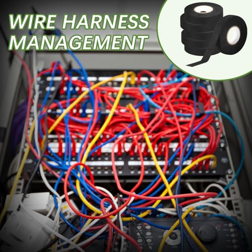 6 Rolls Wiring Harness Tape,High Temp 3/4 Inch x 50FT Heat Resistant Cloth Tape,Wiring Loom Harness for Automotive Engine Harness Wrap Protection, Noise Dampening, and Cable Protection - color: 6pcs wire harness tape