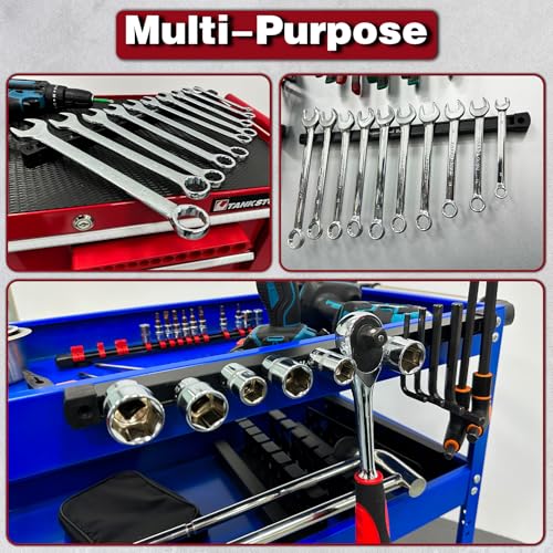 Double Sided Magnetic Tool Holder, 17 Inch Heavy Duty Magnet Bar Strip with Extra Strong Magnets, Magnetic Tool Organizer for Garage, Warehouse, Workshop, Tool, Industrial (1 Pack)
