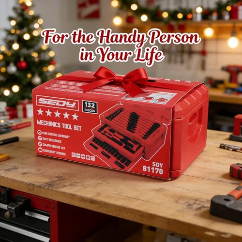 Premium 132-Piece Mechanics Tool Set, SAE/Metric 1/4" & 3/8" Drive Socket Set, Ratcheting Wrenches, Extensions & Adapters, Quick-Release Ratchet, Professional Auto Repair Tool Kit with Storage Case - style: New Version
