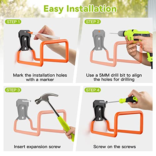Hose Holder Stand Wall Mount, 2Pcs Heavy Duty Garden Hose Hanger Reel - color: Orange