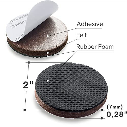 X-Protector Non Slip Furniture Pads for Hardwood Floors 32 PCS 2” - size: 32 Round 2"