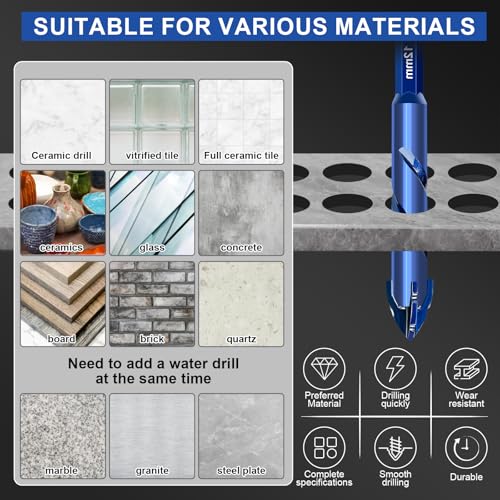 8 Pcs Masonry Drill Bit Set, 2025 Upgraded Concrete Drill Bit 6-14mm Serrated Tile Drill Bit for Wood, Glass, Metal, Plastic Hexagonal Handle Universal