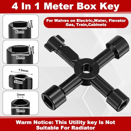 5 Pcs Angle Stop Wrench Kit Plumbing Tool, Compression Sleeve Puller for 1/2" Compression Fitting Ferrule Puller Removal Tool for 1/2" Copper Tubing 4-way Multi-functional Utility Key (Black) - color: Black
