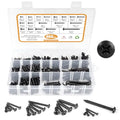 460PCS Black Stainless Steel Wood Screws Assortment Kit, 18 Sizes #4#6#8#10#12 Pan Head Sheet Metal Screws Self Tapping Screws Set for Wood Deck Drywall Concrete Screws, Length 1/4" to 2" - style: Black Pan Head 460PCS