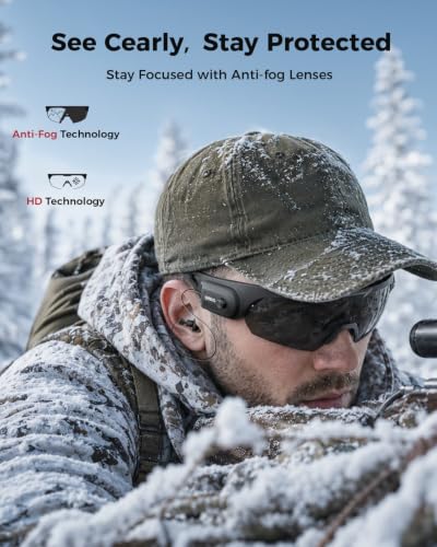 ONNAIS Safety Glasses ANSI Z87.1+ with Earplugs NRR 32dB - color: Black
