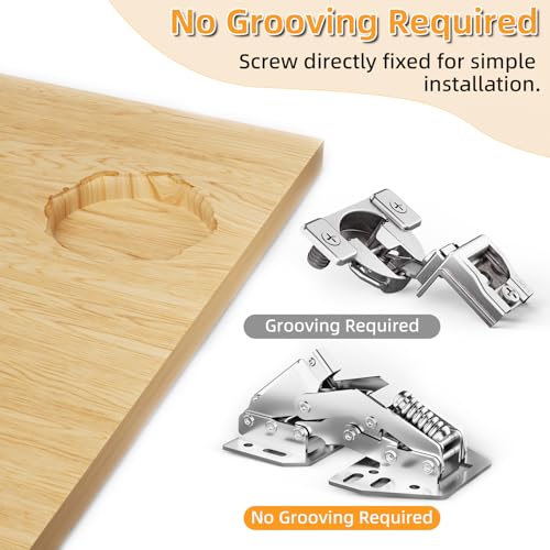 Chibery 2 Pack 90° RV Cabinet Hinges, Heavy Duty Surface Mount Soft Close Accessories, Face Frame & Frameless, Self Closing, No Pre-Drilled Cup Hole for Cabinets, Camper Van, Trailer, Vehicle-Mounted