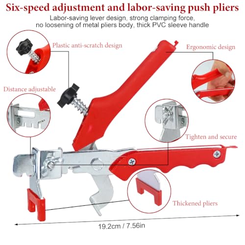 Tile Leveling System Kit with Tile Plier, 300 Piece Spacers Clips and 100PCS Reusable Wedges 1/8 Inch Tile Leveling Kit for Floor Wall Ceramic Stone Installation