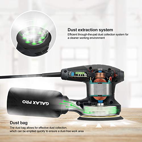 GALAX PRO 13000OPM Random Orbital Sander 6 Variable Speed with 15 Sandpaper - style: 280W
