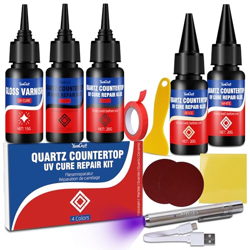 Quartz Countertop Repair Kit 4 Colours UV 30s Cure Chips Cracks Filler