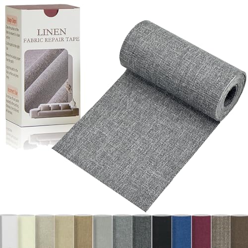 Gheeidau Linen Repair Tape 4x70 Inch Self-Adhesive Couch Patch Repair Fabric Patch for Furniture,Sofas,Cushion,Chairs,Bags,Linen Goods(Grey) - color: Grey