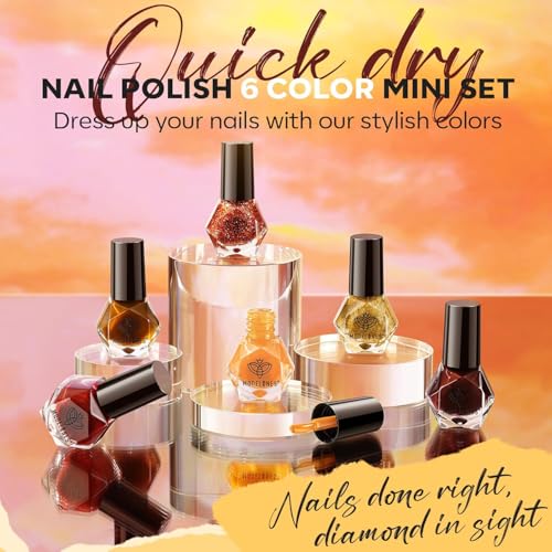 modelones Fall Nail Polish Set, 6 Colors Quick Dry, Nail Art Kit - color: A0-Autumn Red