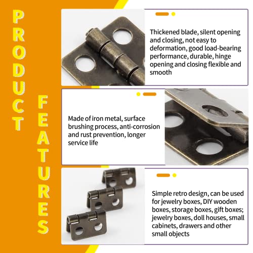 Mini Hinges, 13 x 12 mm, Antique Bronze, 30 Pcs - color: Bronze(30pcs), size: 13 x 12mm