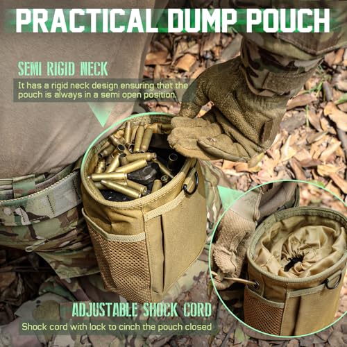 LIVANS Tactical Molle Dump Pouch, Magazine Drop Pouch Drastring Ammo Bag - color: Khaki - 2 Packs