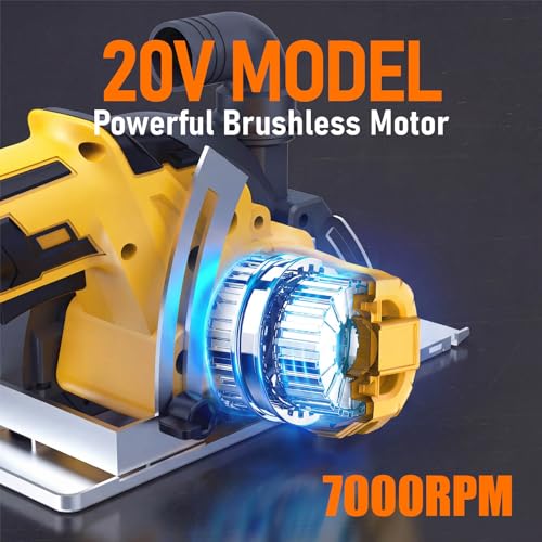 6-Inch Cordless Circular Saw Compatible with DeWalt 20V Max Battery, 2.2"(90°), 1.5"(45°) Max Cutting Depth Lightweight with Tool Bag, Guide Ruler,6" Blade For Wood PVC Cutting (NO Battery)