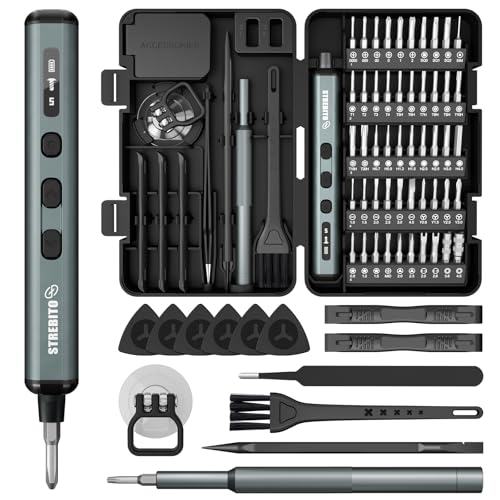 STREBITO Mini Electric Screwdriver, 67 in 1 Electric Screwdriver Kit - color: Upgraded Black
