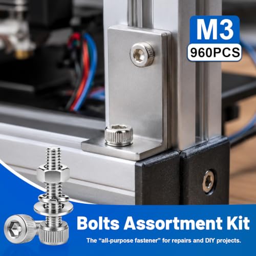 960PCS M3 Hex Socket Head Cap Screw Assortment Kit 304 Stainless Steel - size: SS M3 960PCS