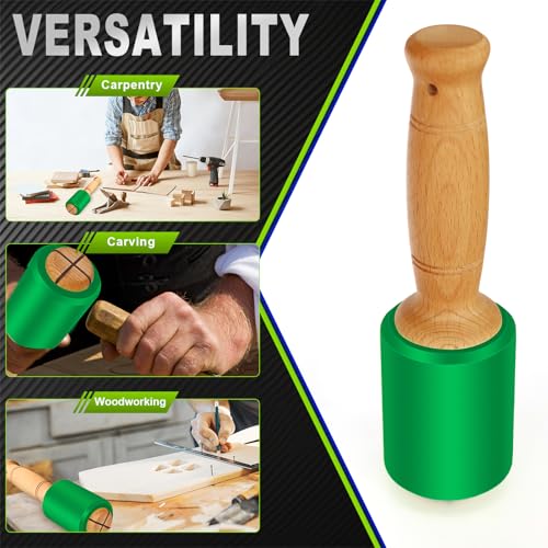 Wood Carving Mallet 12 oz - Non-Slip Urethane Head Woodworking Hammer for Chisels & Carving Tools (deep green) - color: Deep Green