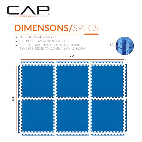 CAP 24-Inch EVA Interlocking Puzzle Mat, 1-Inch, Blue T Pattern, 1-Pack
