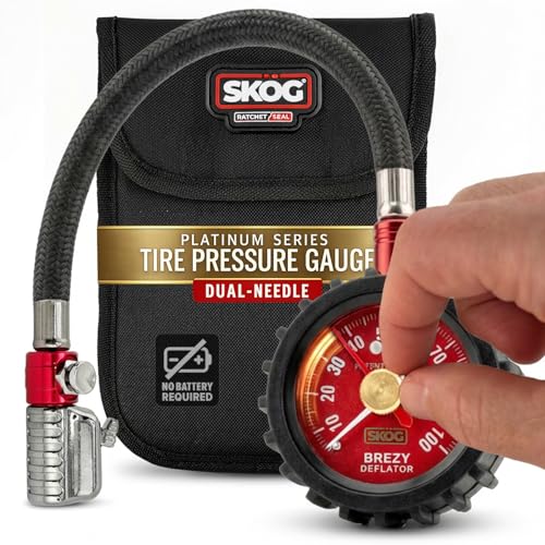 SKÖG Chuck Mates Platinum Tire Pressure Gauge 0–100 PSI Analog | Accurate PSI readings ANSI B40.1 | Second needle marks your target | Designed in the USA, made in Taiwan