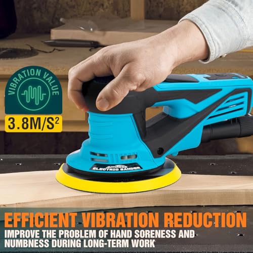 Autolock 350W Electric Random Orbital Sander with 5 & 6 Inch pads 1pcs - color: Blue