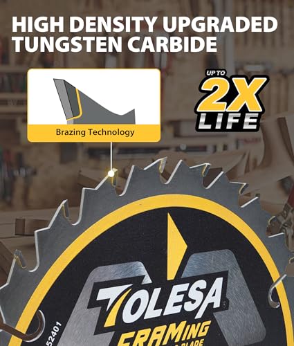 TOLESA 6 1/2 Circular Saw Blades, 24T for Wood and Plywood, 3-Pack - size: 6-1/2'', style: 24T