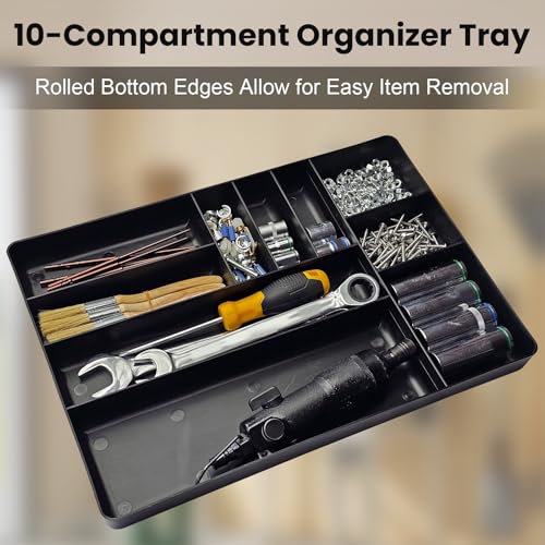 10-Compartments Tool Box Organizer Tray (1, Black) - color: Black