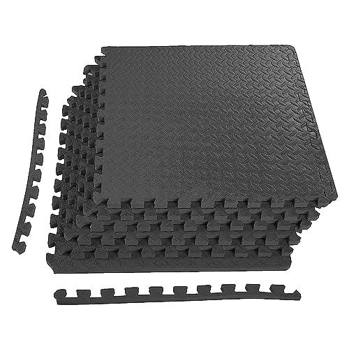 BalanceFrom 6 Piece Foam Floor Mat Puzzle Tiles, 3/4” Thick, 24 Sq Ft - color: Black, style: 3/4" Thick, 24 Square Feet