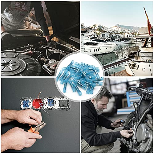 1000 Pcs Heat Shrink Butt Connectors, 16-14 AWG Waterproof Electrical Crimp Wire Splice for Marine, Cable, Wiring - size: 16-14 AWG (Blue)