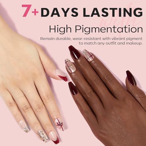 modelones Quick Dry Nail Polish Set, 6 Colors Red Nude Gold Glitter - color: A3 Red Glitter