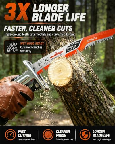 12 Inch Reciprocating Saw Blades, 5 Pack, 6TPI Japanese Teeth Arc Edge CR-V Steel Pruning Saw Blades for Tree Trimming and Wood Cutting, with Storage Case - style: 5-Pc 12" New Version