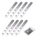 Sumnacon 8 Pcs Stainless Steel Flat Plates - 6 Inch Heavy Duty Mending Plate Straight Corner Brace Brackets Connector Furniture Repair Fixing Joint with Screws, Silver - size: 6 Inch Silver