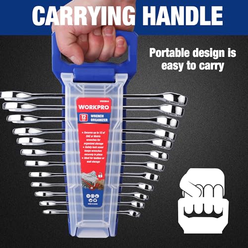 WORKPRO 2-Piece Wrench Organizer, 24-Slot Wrench Holder Set with Lock Cover - style: Plastic Wrench Organizer(2PC)