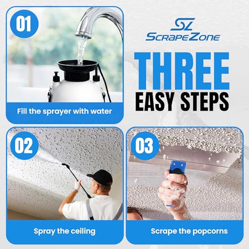 Popcorn Ceiling Removal Tool Kit - 14in Scraper with 1 Gallon Sprayer