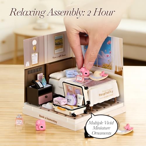 Miniature House Cozy Bedroom DIY Kit with Acrylic Display Case - color: Small - Bedroom, size: Small