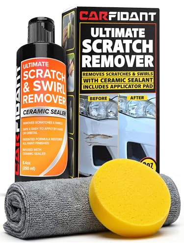 Carfidant Scratch and Swirl Remover - Car Scratch Remover for Vehicles Paint - Polishing Compound for Cars with Pad and Towel - Cutting and Buffing Compound for Paint Restorer - style: Scratch Remover Kit with towel