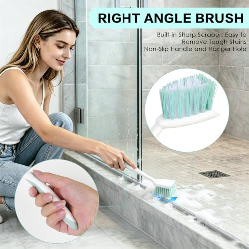 3 Pack Bathroom Scrub Brush Set, Heavy-Duty Scrub Brushes for Cleaning
