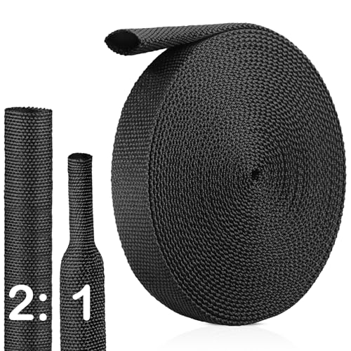 2:1 Heat Shrink Wire Loom Braided Cable Sleeves,Heat Resistant Fabric Woven Shrink Tubing Wiring Harness for Protection Automotive,Harness Cable,Cable Management (1/2"-25ft) - size: 1/2"-25ft