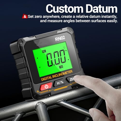 Diymore Magnetic Digital Angle Finder with Electronic Light Point Indicator Strong Gauge, Cube Inclinometer with Backlight,Table Saw Miter Protractor,Wood Working Measuring Tool,Level Box for Hanging