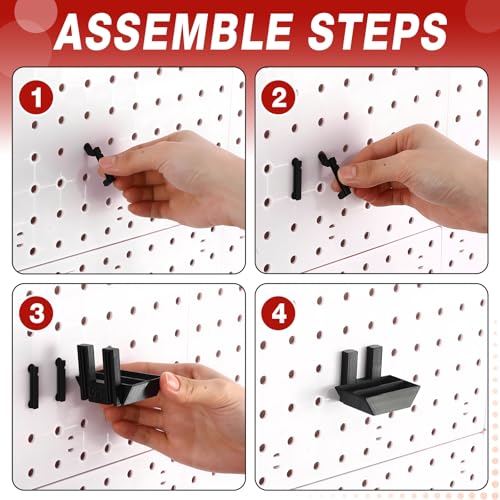 Zonon 4 Pcs Pegboard Scissor Holder Double Hole Black Plastic Hangers - color: Black, size: Double Hole