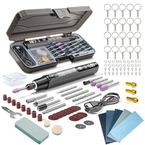 Kyntvex Cordless Rotary Tool Kit with 108 Pcs Accessories, 6-Speed 16000rpm 3.7V Multi-Purpose Small Electric Grinder for Sanding Polishing Drilling Engraving DIY Crafts-Grey-108PCS
