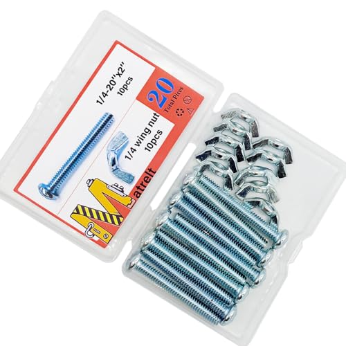 20Pack 1/4"-20 x2 Screw Bolts and Wing Nut Kit 10pcs Machine Screws with Round Head Phillips 10pcs Butterfly Hand Twist Tighten Nut Zinc Plated Hardware Fitting Fastenings Assortment Kit - size: Silver 20 Pack 1/4"-20 x2"
