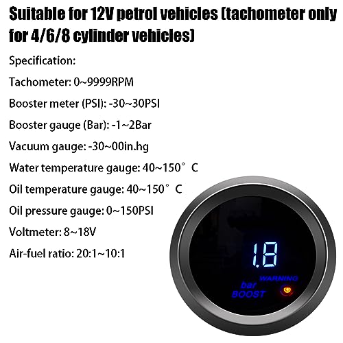 AUCELI Car Digital Boost Gauge Bar, Universal Meter Kit, 2" 52mm & Blue LED Light Display - style: Boost Gauge Bar