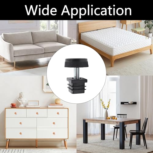 8Pcs Adjustable Leveling Feet 25 x 25mm Square Insert Kit Furniture Glide Leveler, Leveling Screw Leg for Cabinets Sofa Tables Chairs Raiser, Black - size: 25x25mm