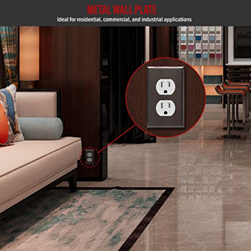 ENERLITES Duplex Receptacle Metal Wall Plate, 1-Gang, Brushed Black - color: Brushed Black, size: Standard Size