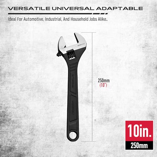 SEDY 10-Inch Adjustable Wrench, Black Oxide Finish Wide Jaw Spanner with Inch/Metric Scale, Premium Drop Forged Steel for Automotive Plumbing and Household Repairs - size: 10 Inch